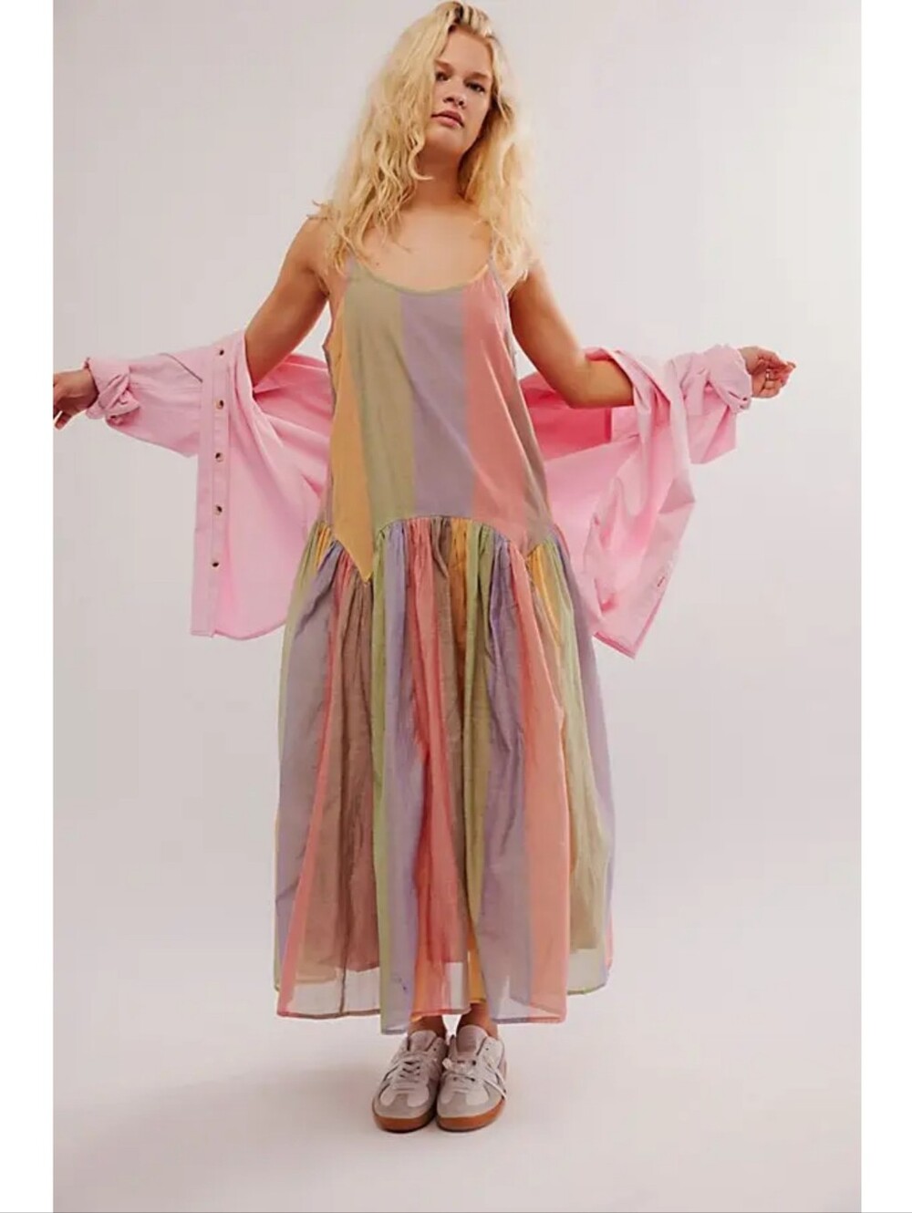Rujuta Sheth Leila Dress In Pastel Stripe Size XL